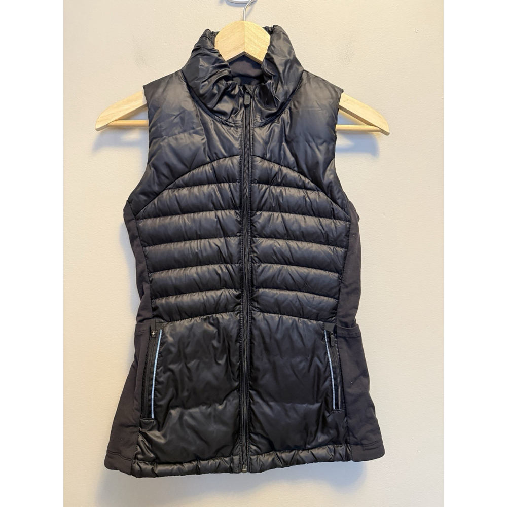 Lululemon‎ Vest Black Full Zip Quilted Puffer Down For a Run Vest Size 2